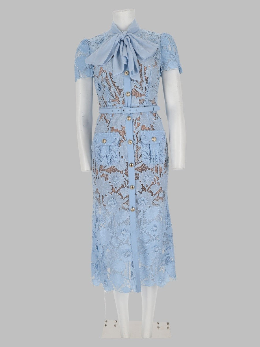 Abito Midi in Pizzo con Fiocco