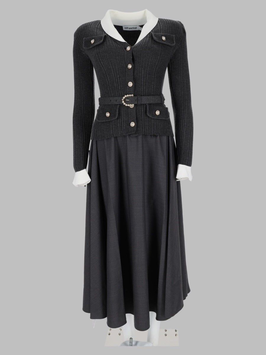 Abito Midi in Twill di Maglia