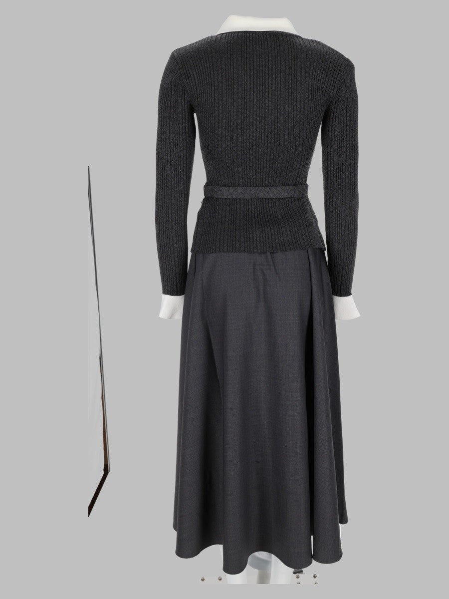 Abito Midi in Twill di Maglia 2