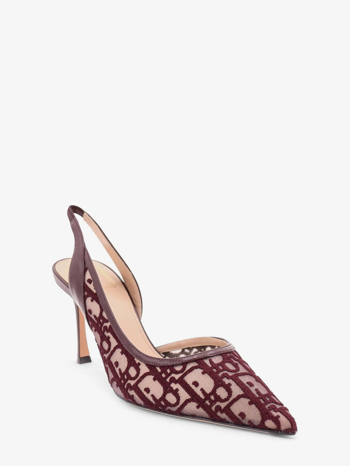 Adiorable Slingback mesh décolleté with burgundy Dior Oblique embroidery 2