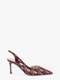 Adiorable Slingback mesh décolleté with burgundy Dior Oblique embroidery