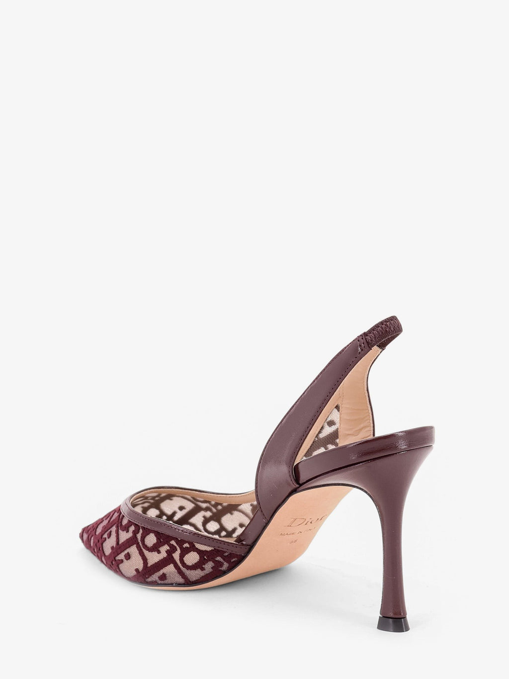 Adiorable Slingback mesh décolleté with burgundy Dior Oblique embroidery 3