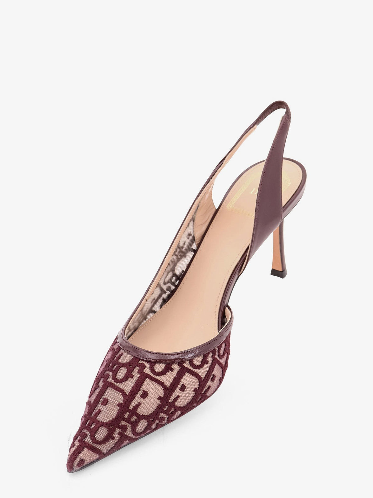 Adiorable Slingback mesh décolleté with burgundy Dior Oblique embroidery 4