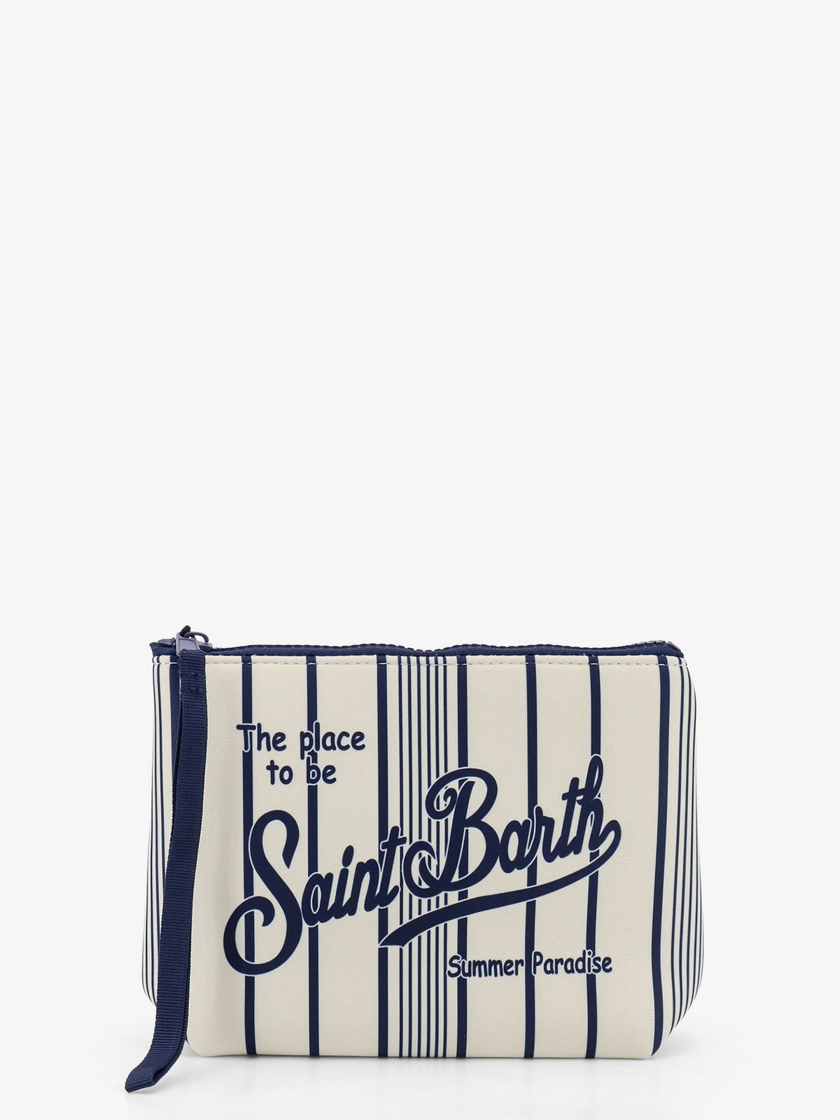 Aline scuba clutch with striped pattern
