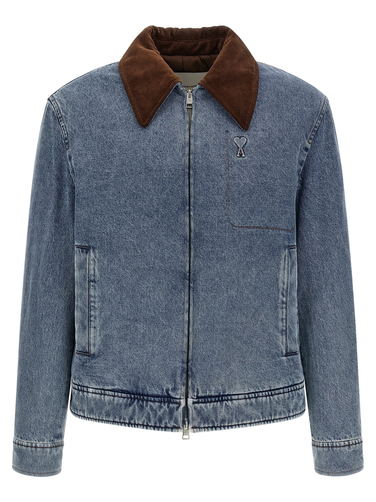 Ami de Coeur padded denim jacket with zip