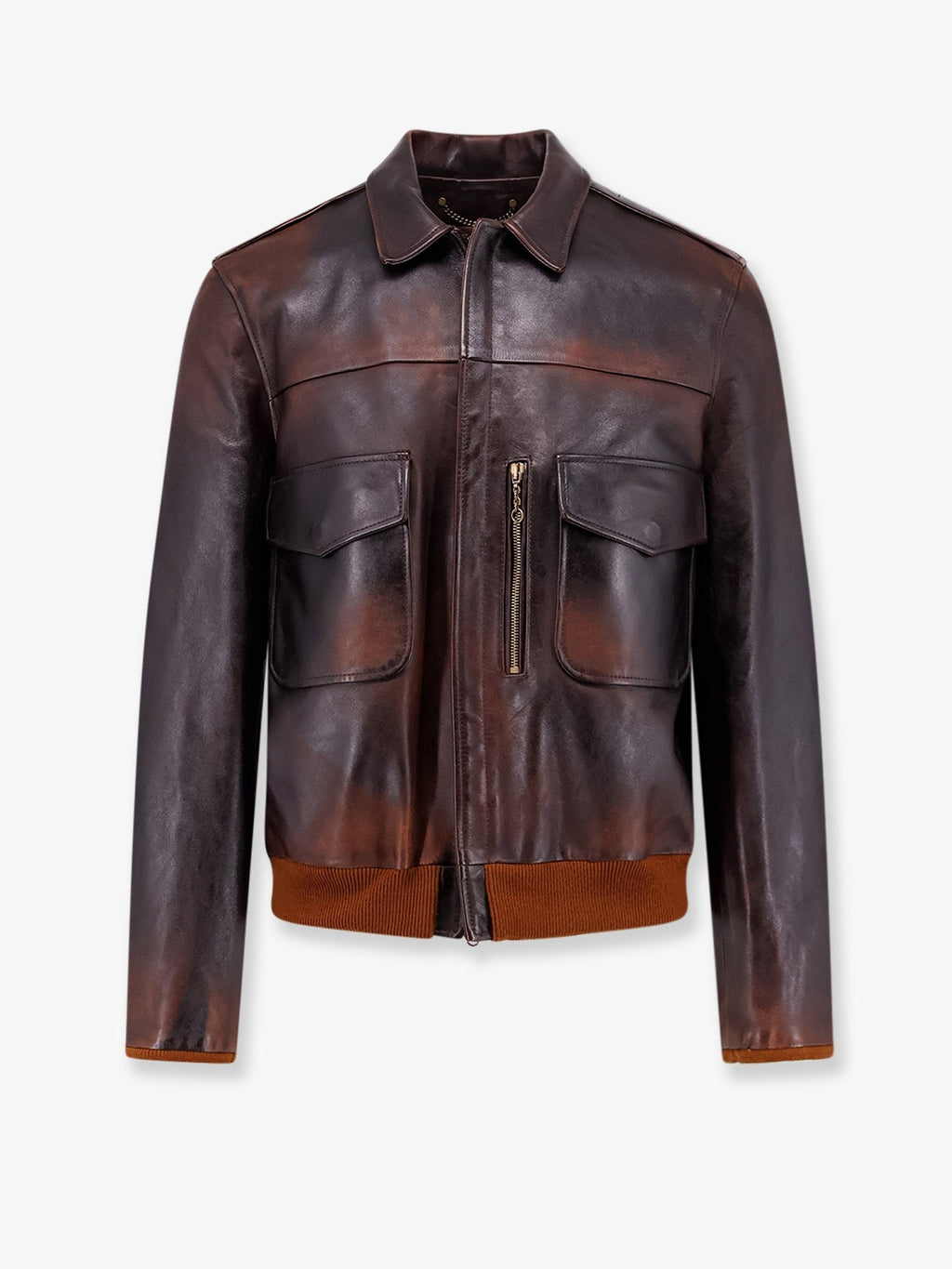 Archive Distressed Effect leather jacket