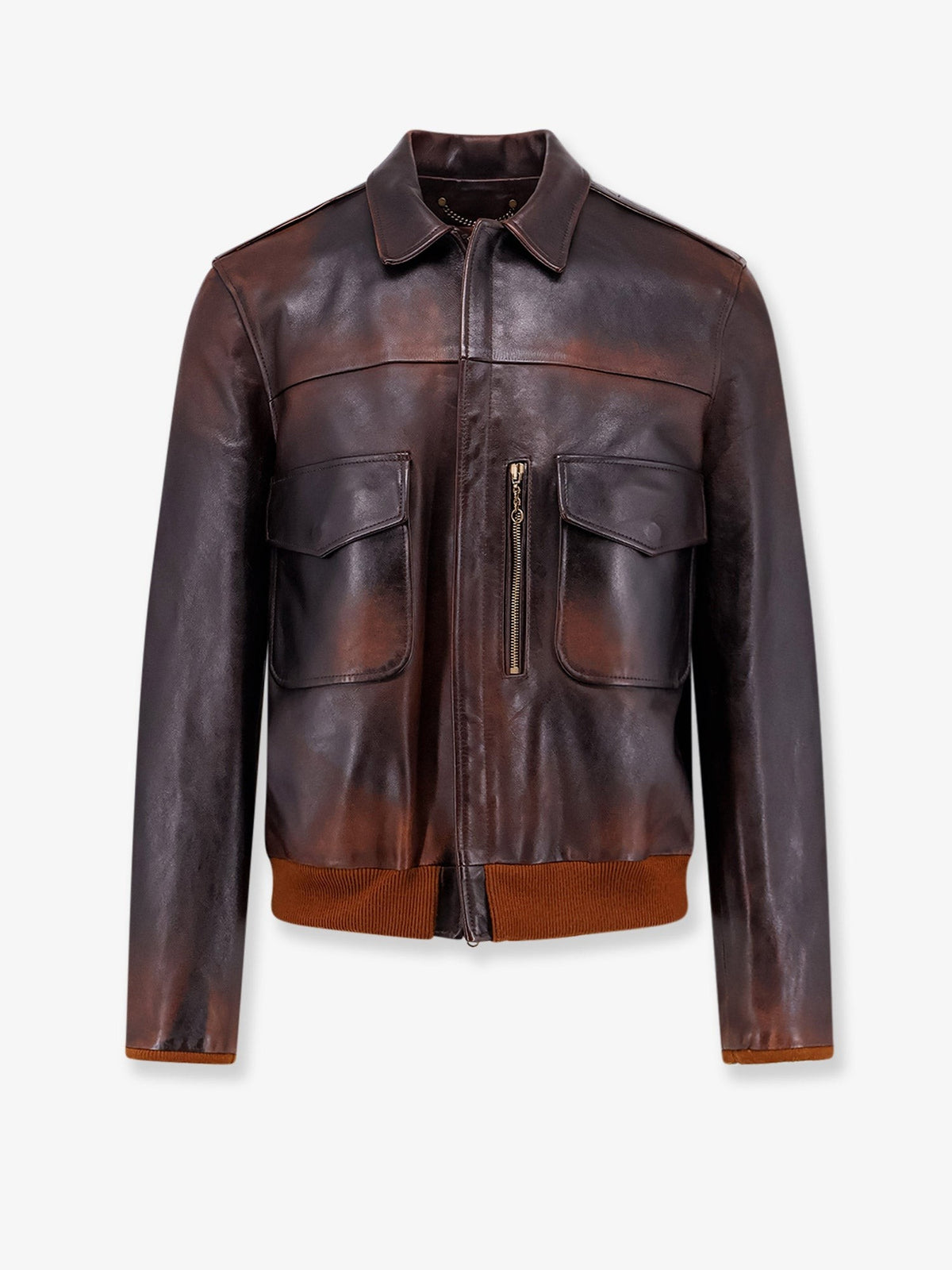 Archive Distressed Effect leather jacket