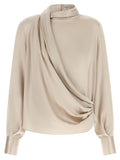 Asymmetric draped blouse