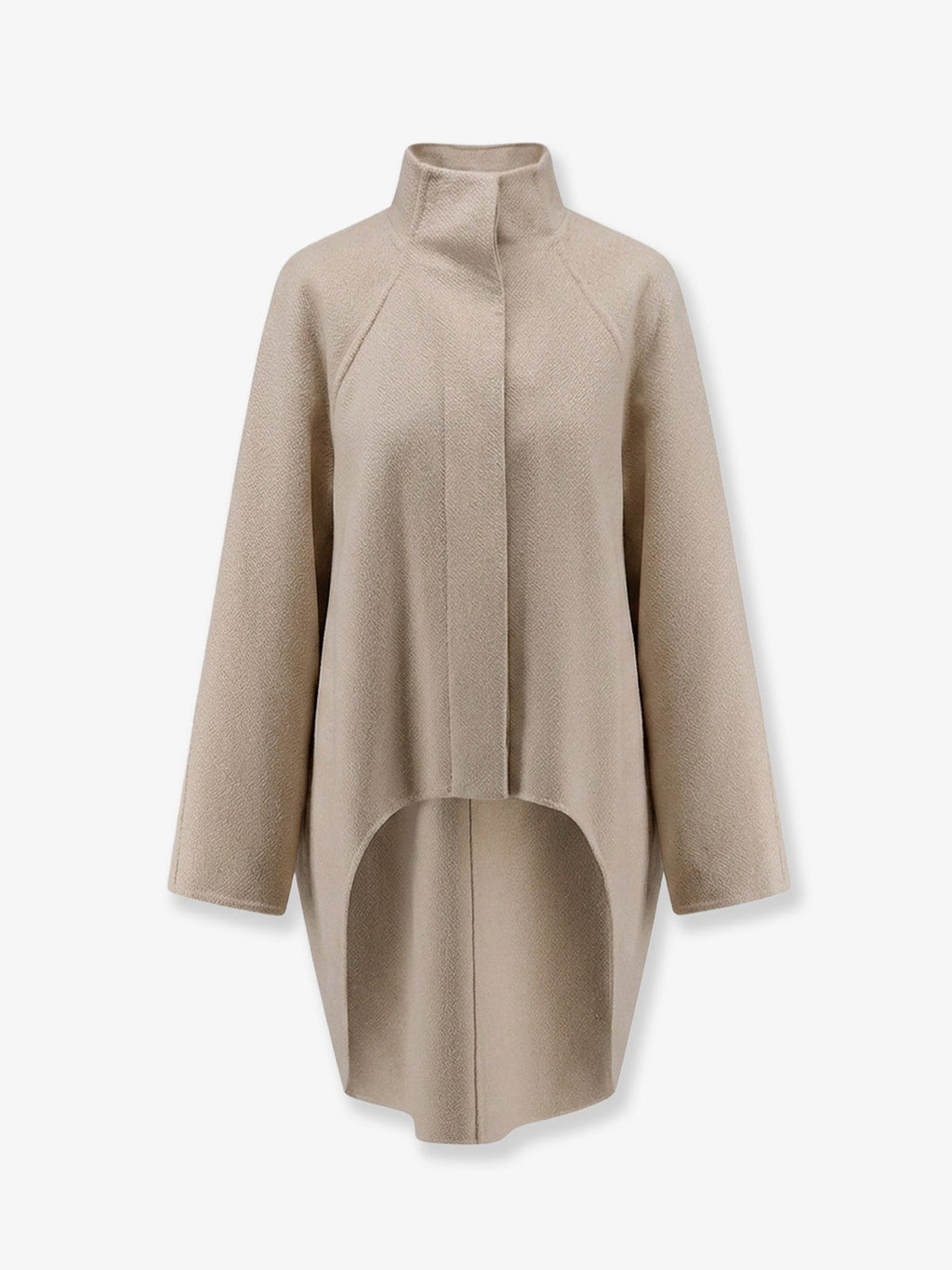 Asymmetrical cashmere coat