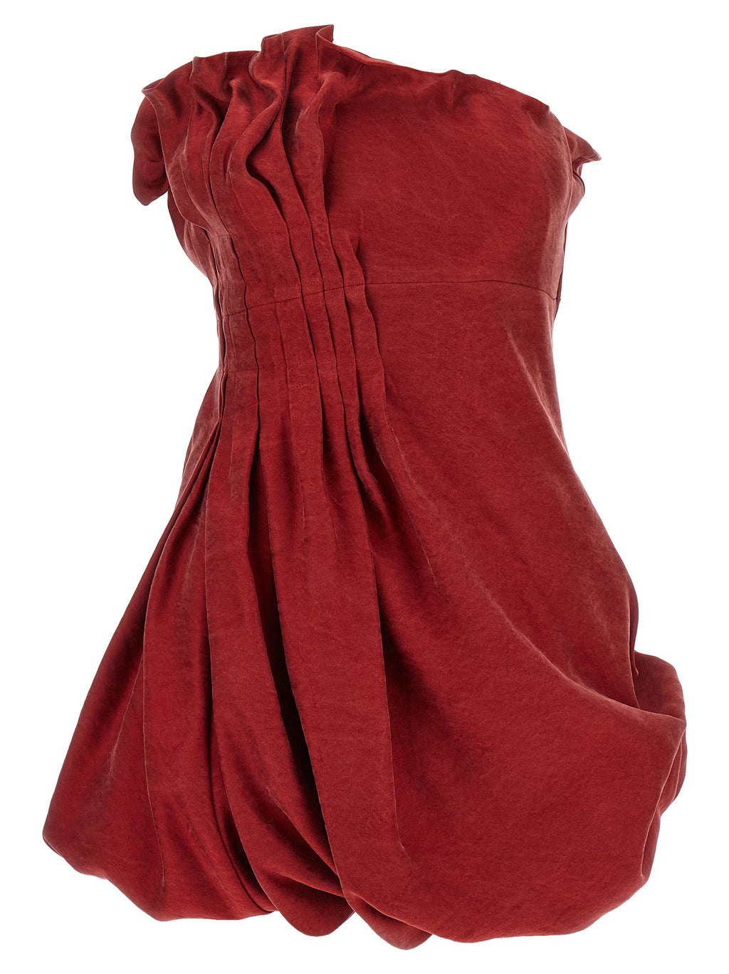 Asymmetrical dress with pleats