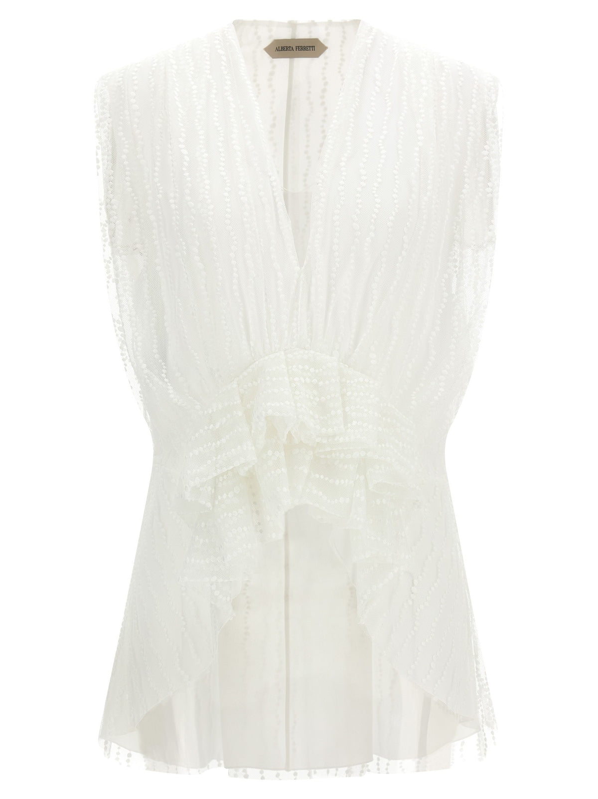 Asymmetrical tulle top