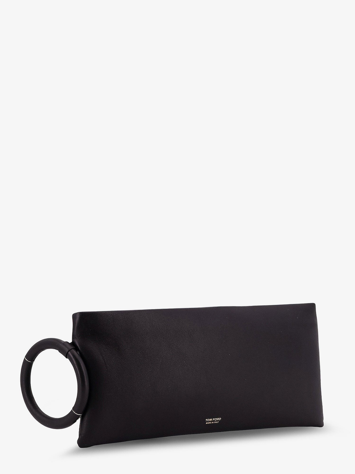 Aura leather clutch bag with lettering logo on the front 4