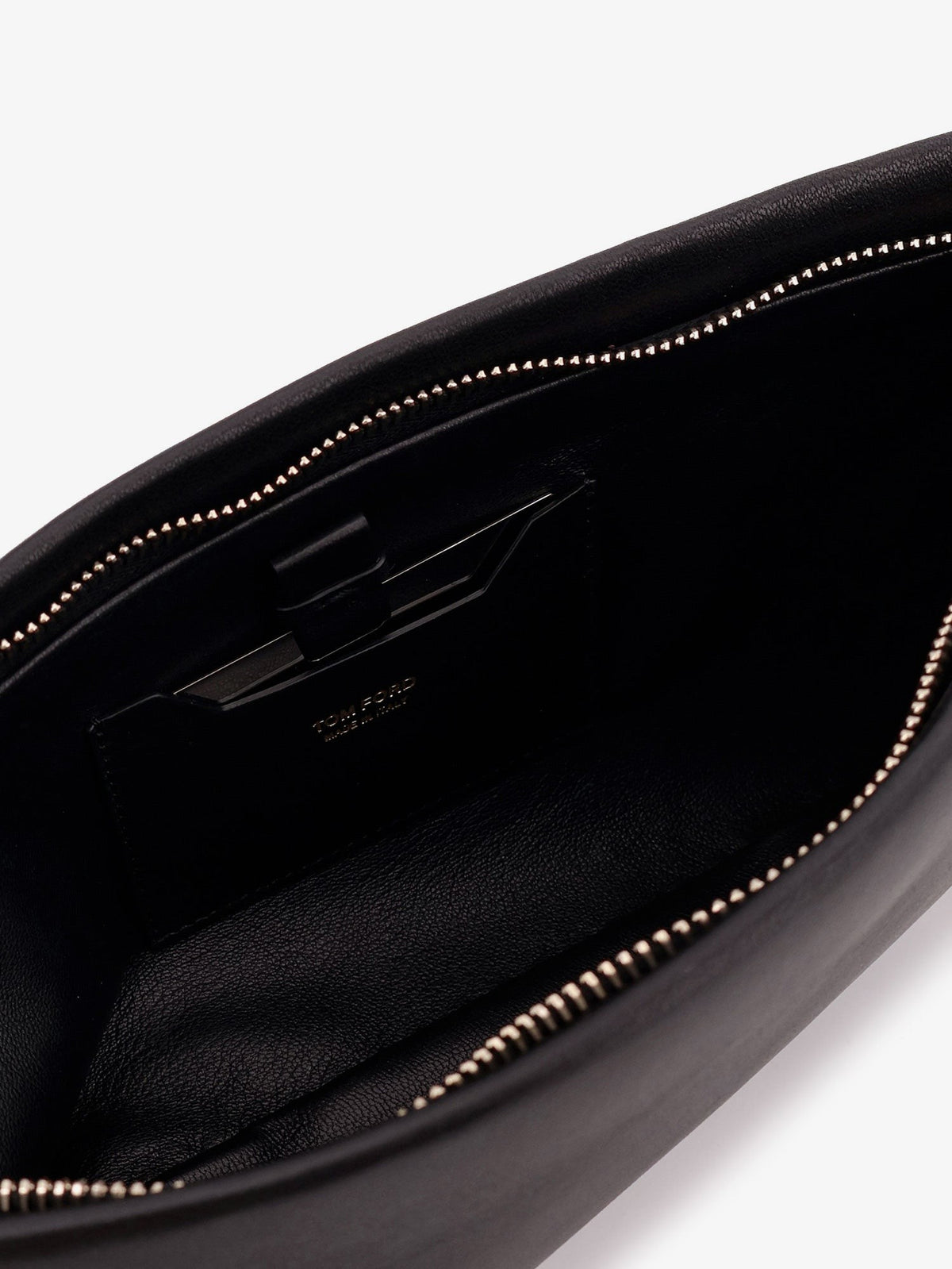 Aura leather clutch bag with lettering logo on the front 5