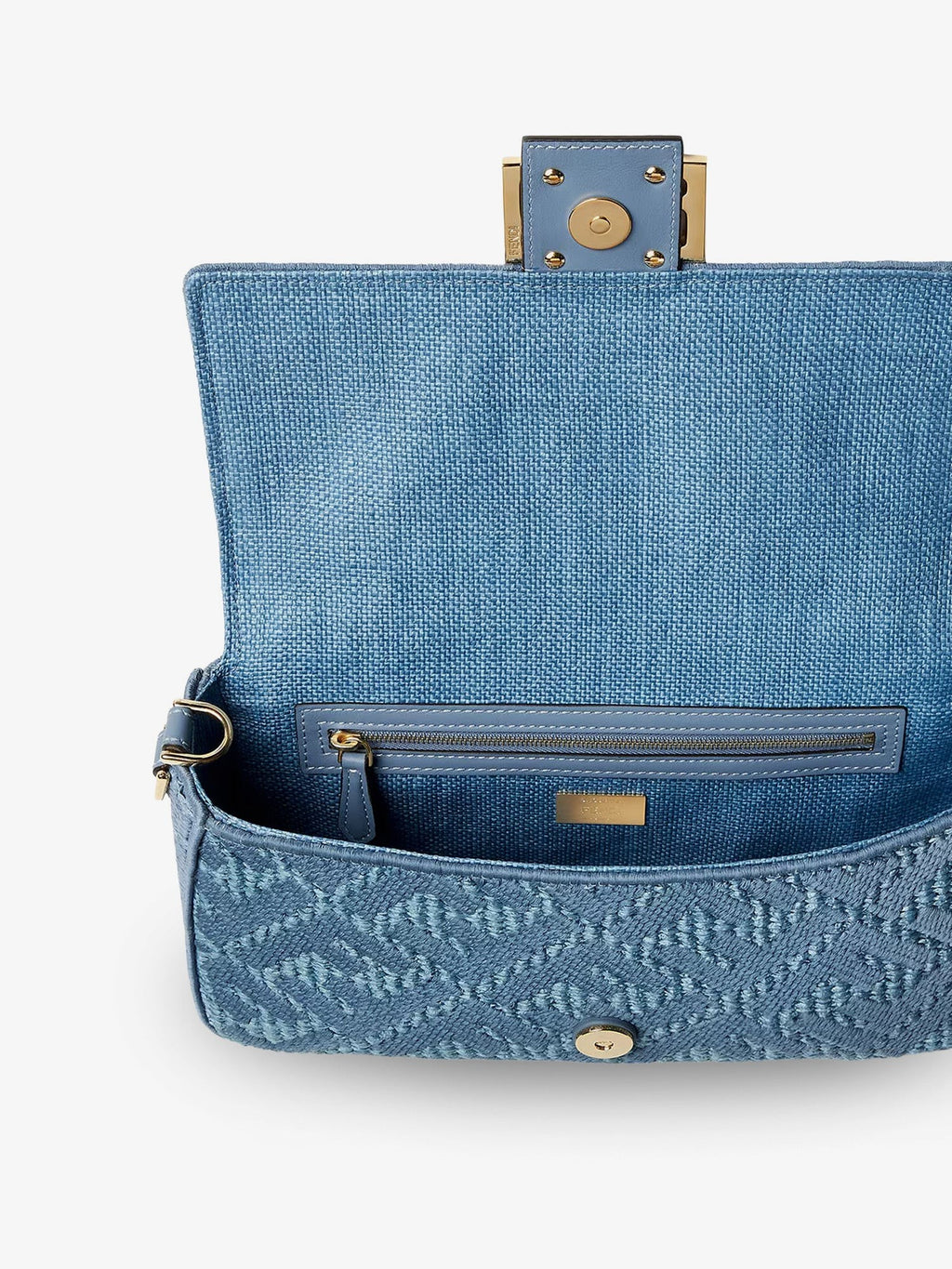 Baguette® handbag in raffia with all-over FF embroidery 4