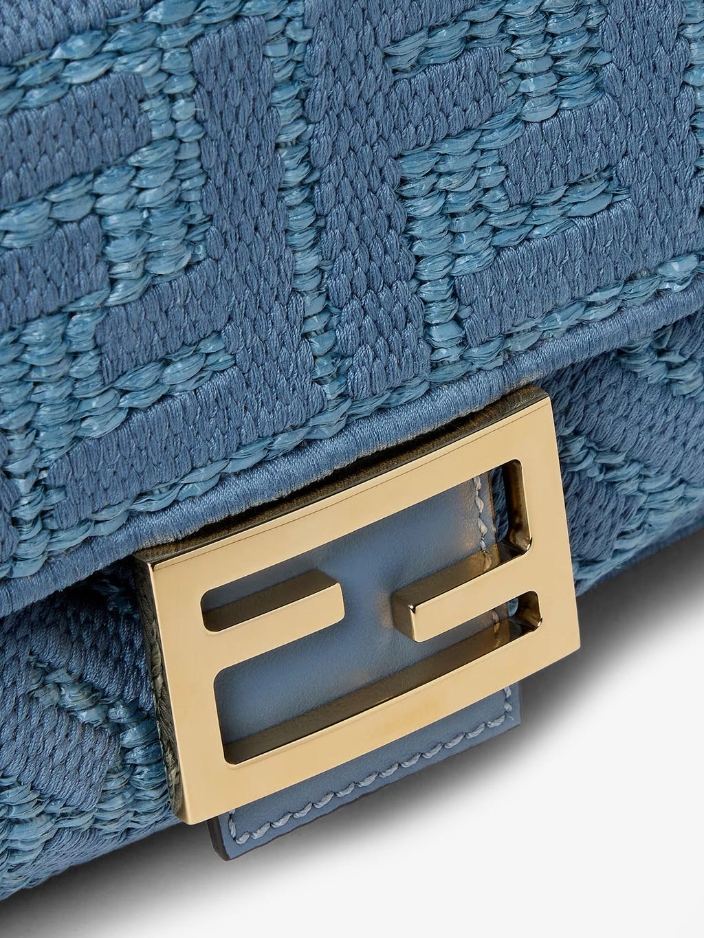Baguette® handbag in raffia with all-over FF embroidery 5