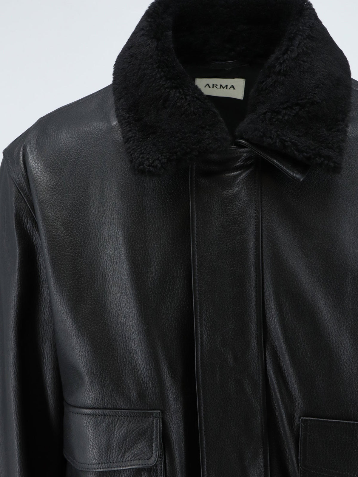 Bari leather jacket with faux fur collar 3