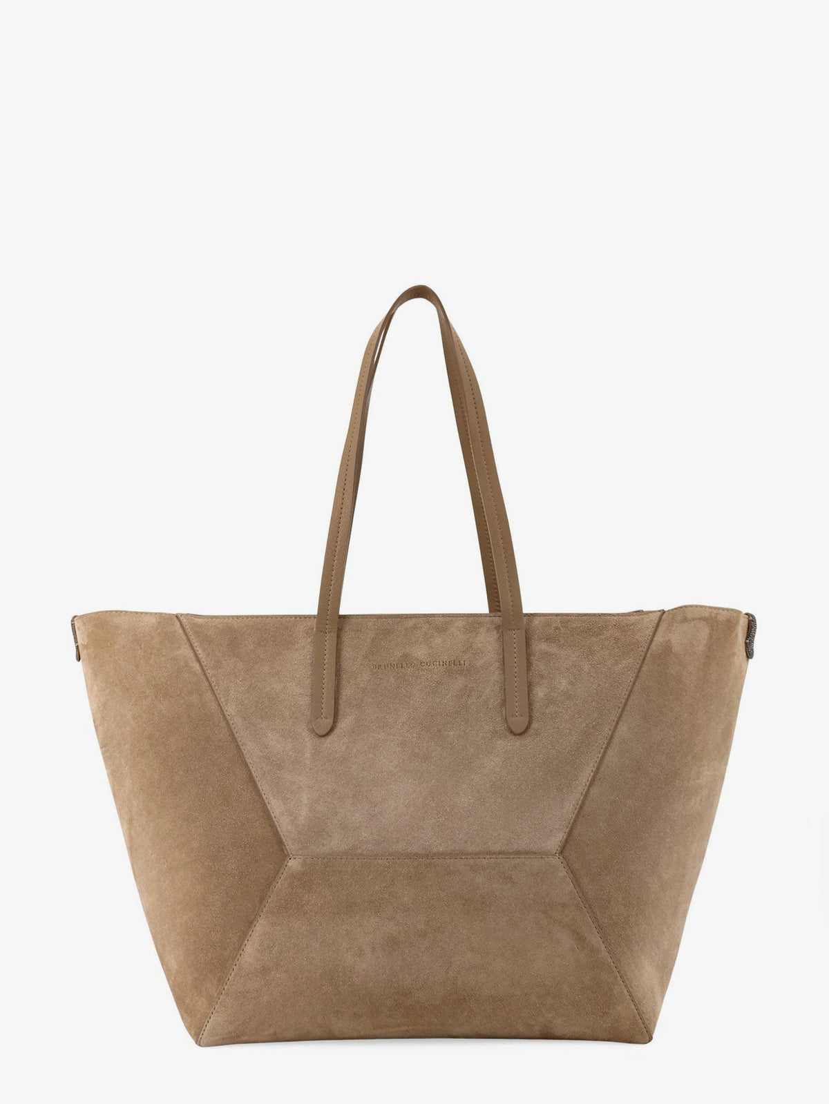 BC Duo suede shoulder bag with engraved logo