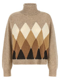 Beige diamond turtleneck sweater