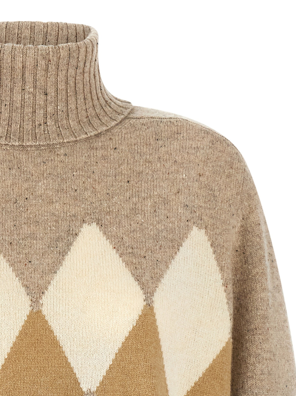 Beige diamond turtleneck sweater 3