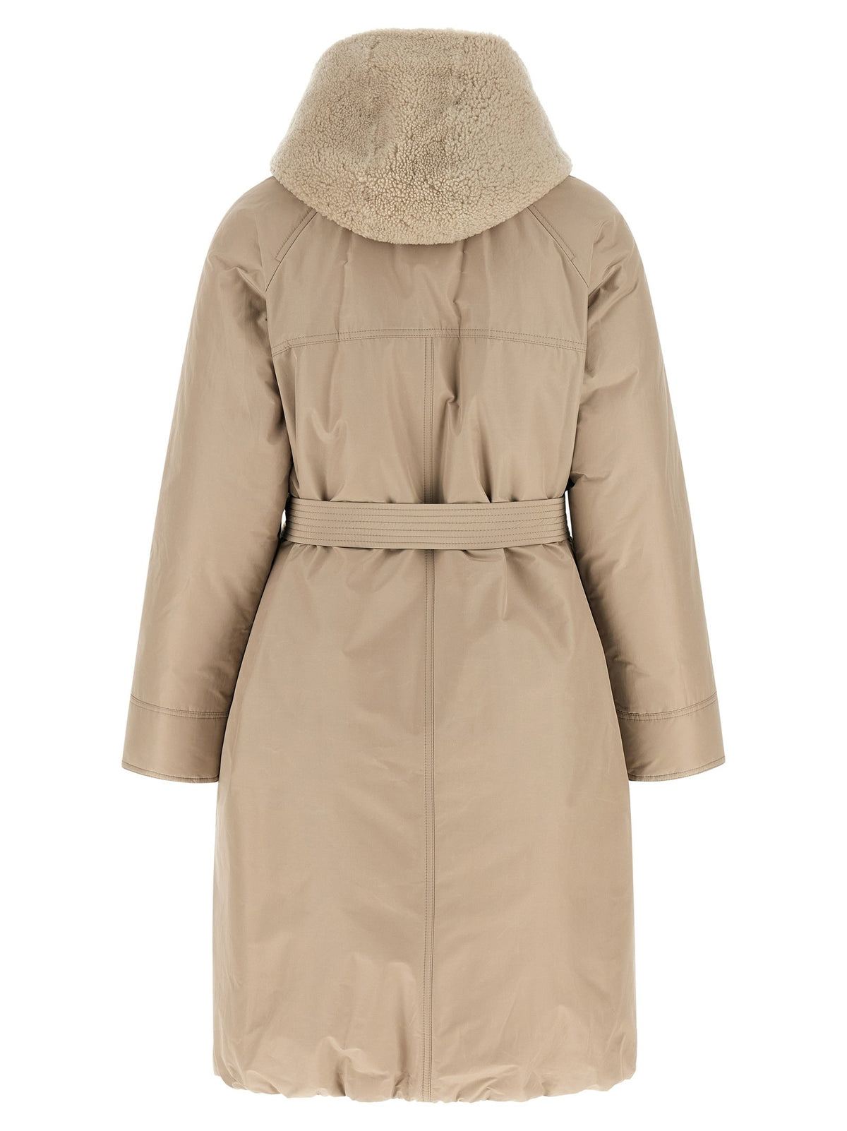 Beige long down jacket 3