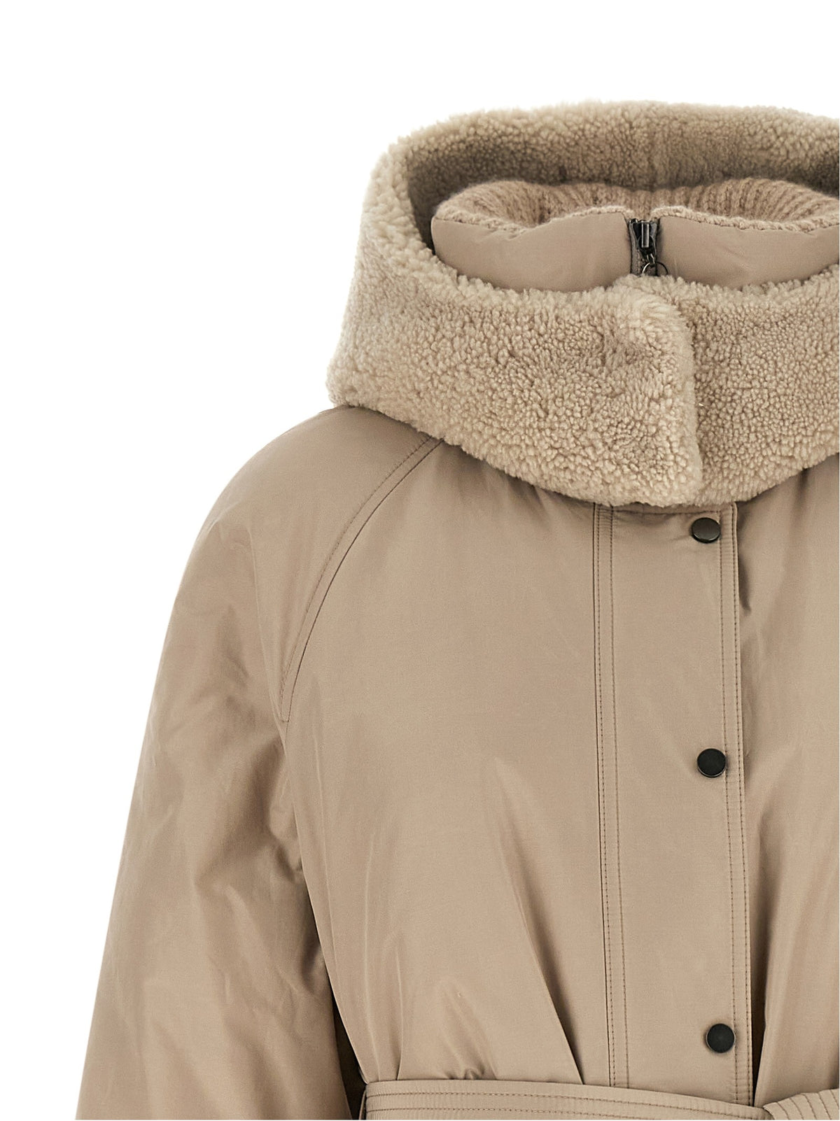 Beige long down jacket 4