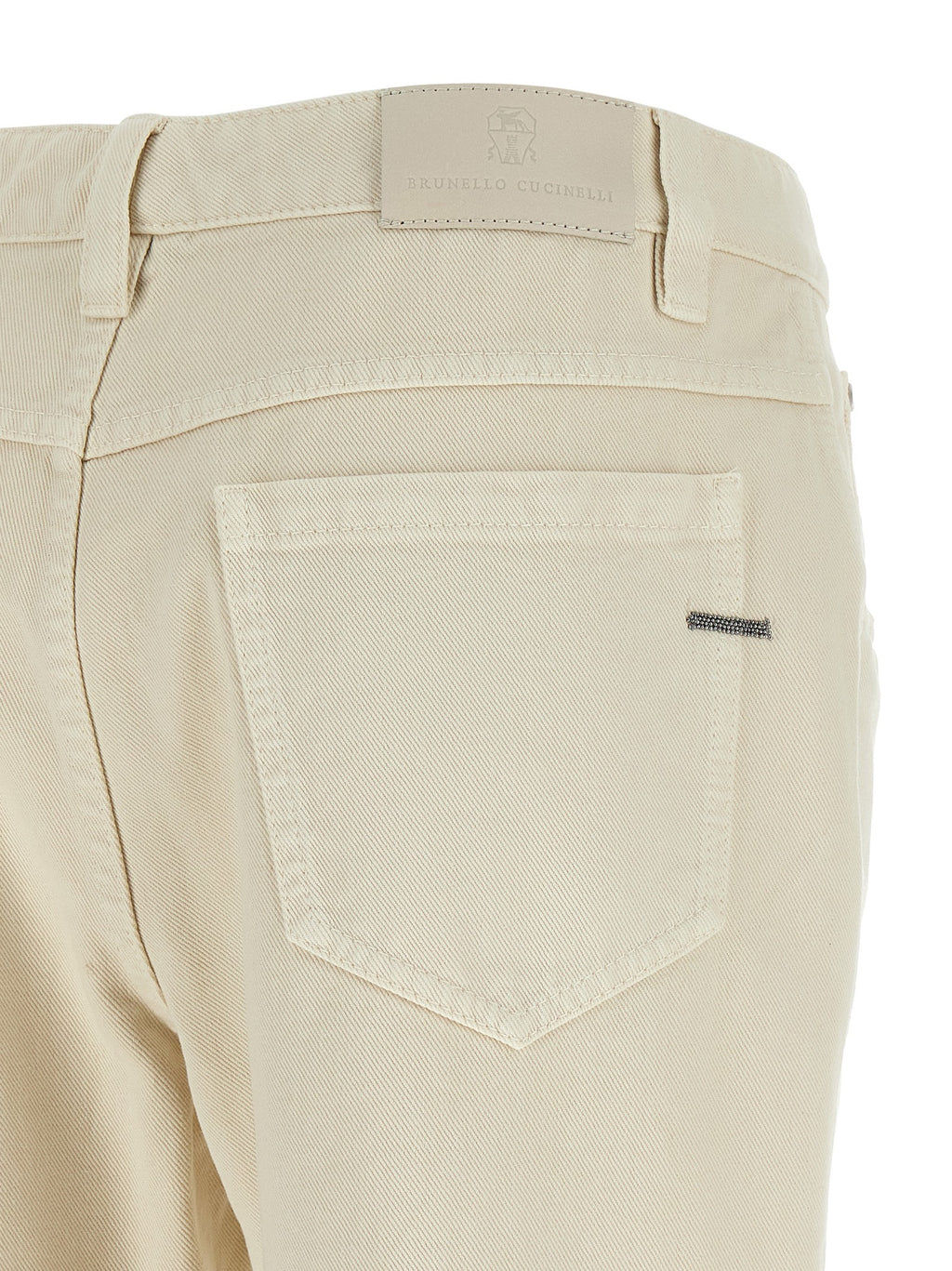 Beige 'Shiny Tab' jeans 4