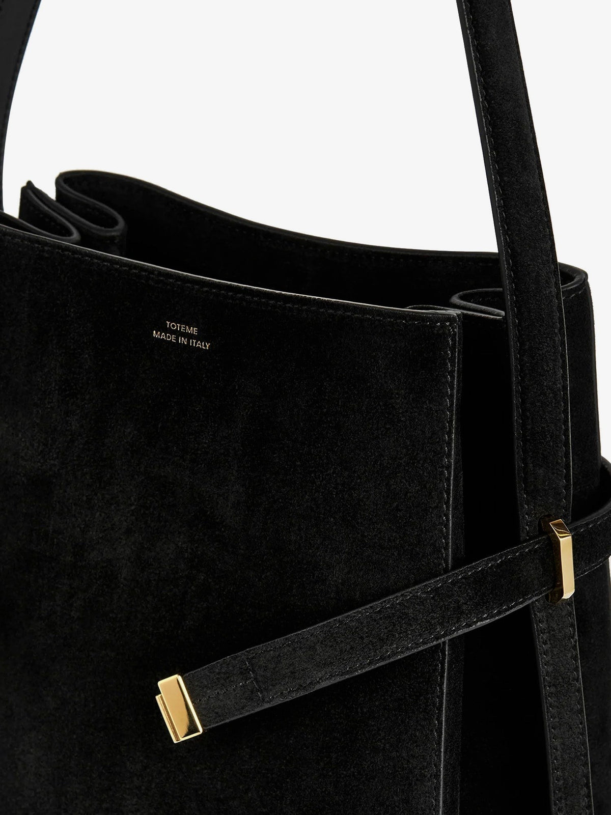 Belted suede bucket bag 4