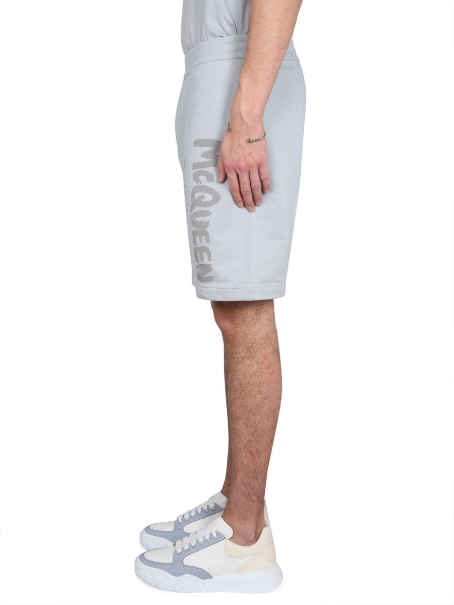 BERMUDA SHORTS WITH GRAFFITI LOGO PRINT 3