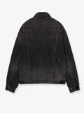 Black denim jacket with a distressed effect 2