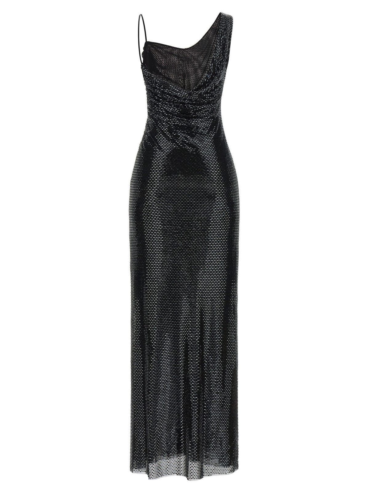 'Black Rhinestone Draped Maxi' dress 2