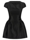 'Black Taffetà Collared Mini' dress