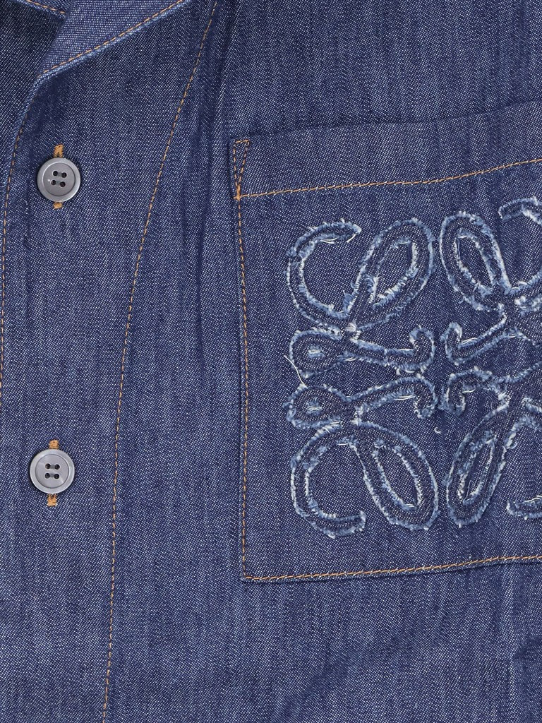 Blue denim shirt with embroidered Anagram logo 3