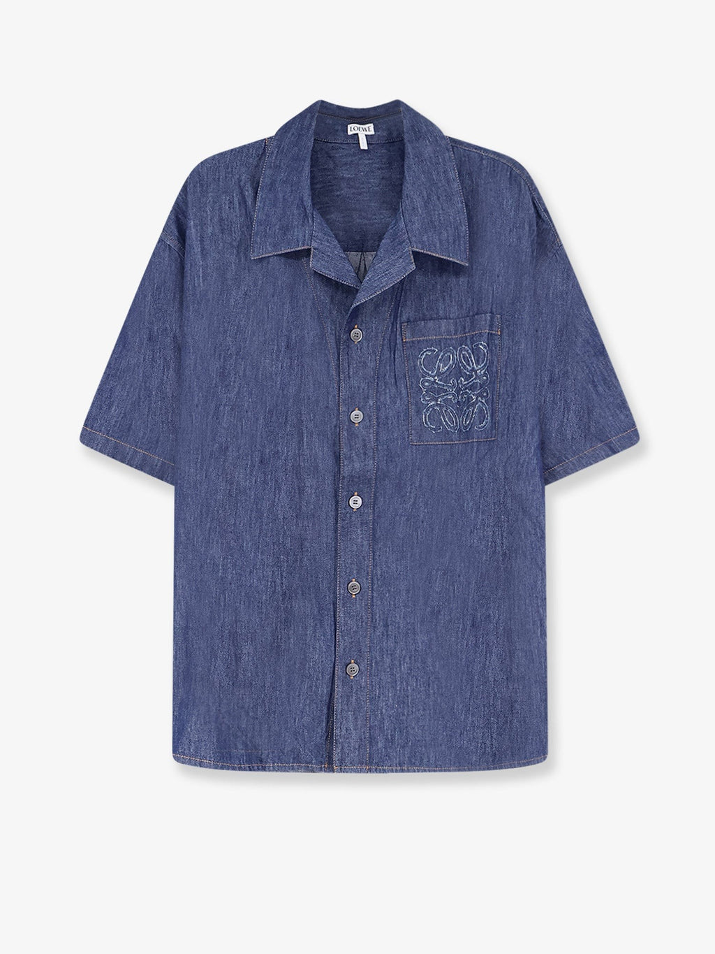 Blue denim shirt with embroidered Anagram logo