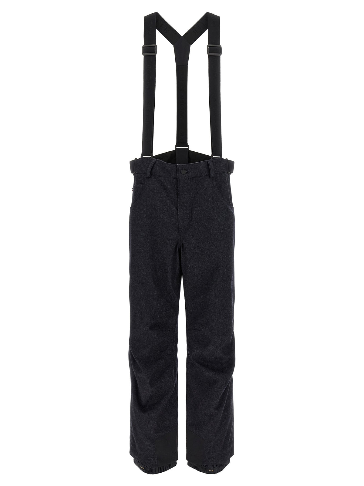 Blue denim ski bib shorts