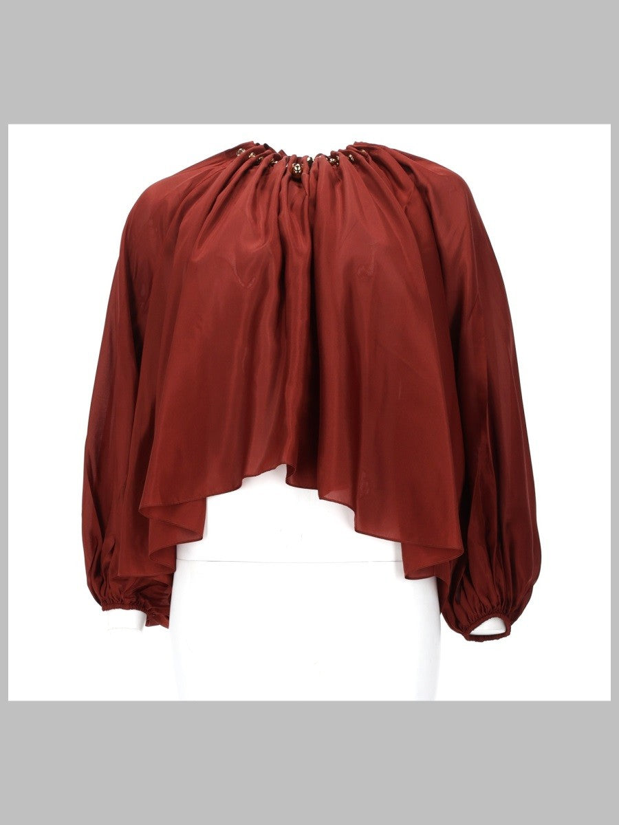 BLUSA ARRICCIATA "ASTER" CON PERLINE
