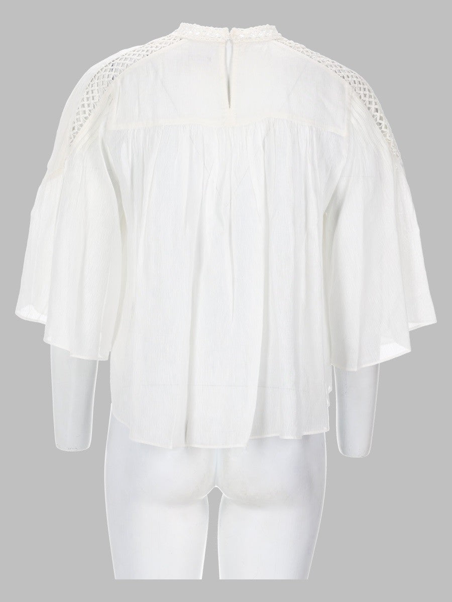 blusa "parina" plissettata in misto lino ricamato 2