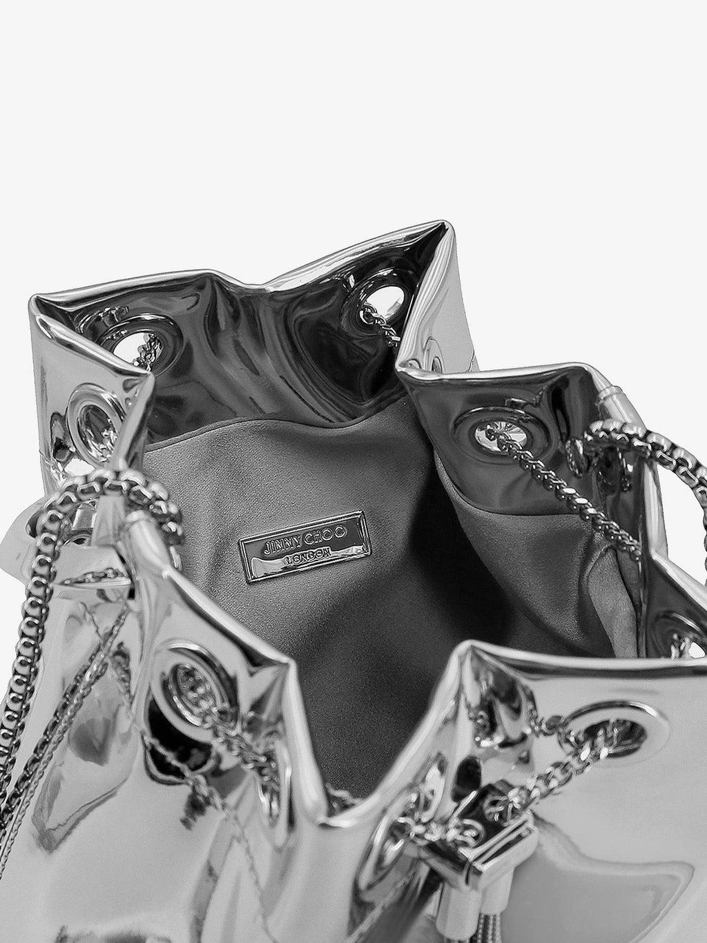 Bonbon bucket bag in mirrored fabric 4