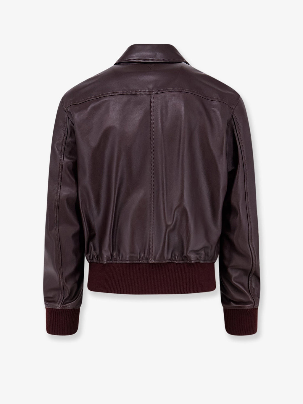 Bordeaux leather jacket with zip 2