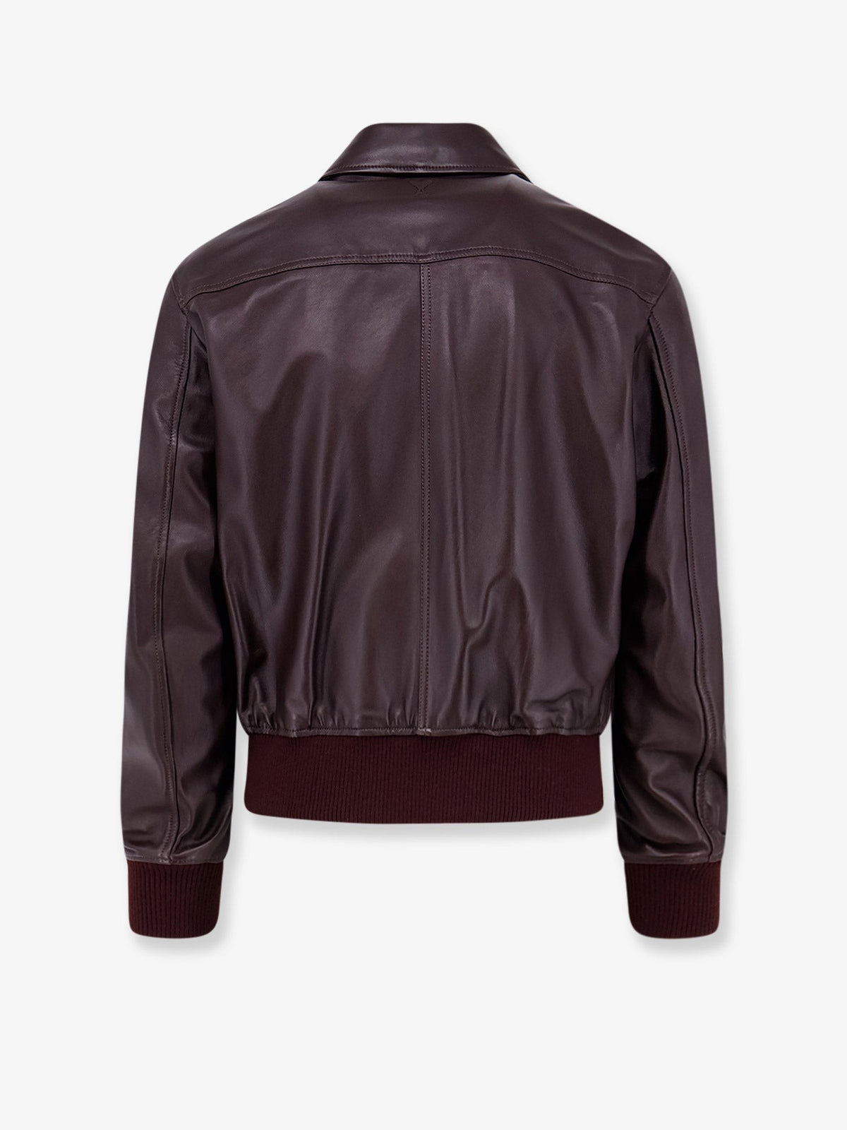 Bordeaux leather jacket with zip 2
