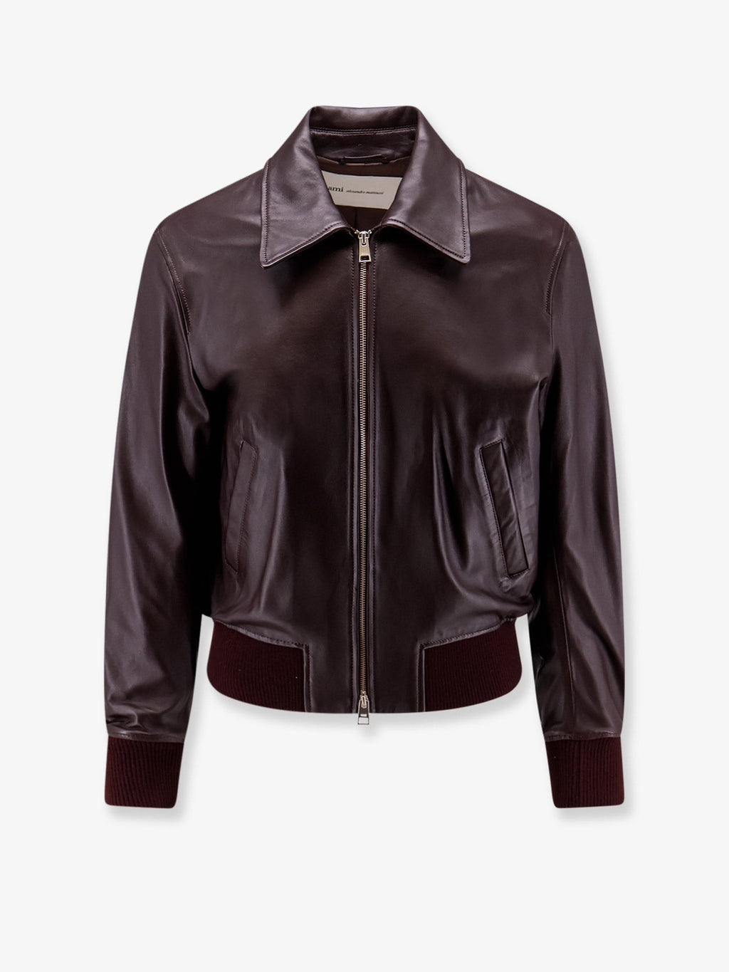 Bordeaux leather jacket with zip