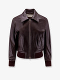 Bordeaux leather jacket with zip
