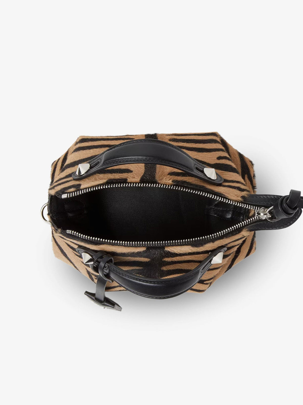 Boston handbag with tiger print in pony skin 4