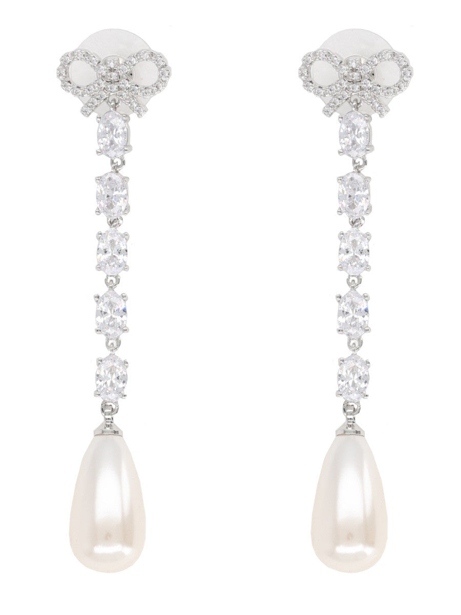 "BOW PEARL DROPLET" EARRINGS