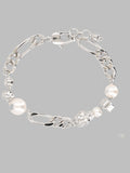 Bracciale a Catena con Perle e Teschi