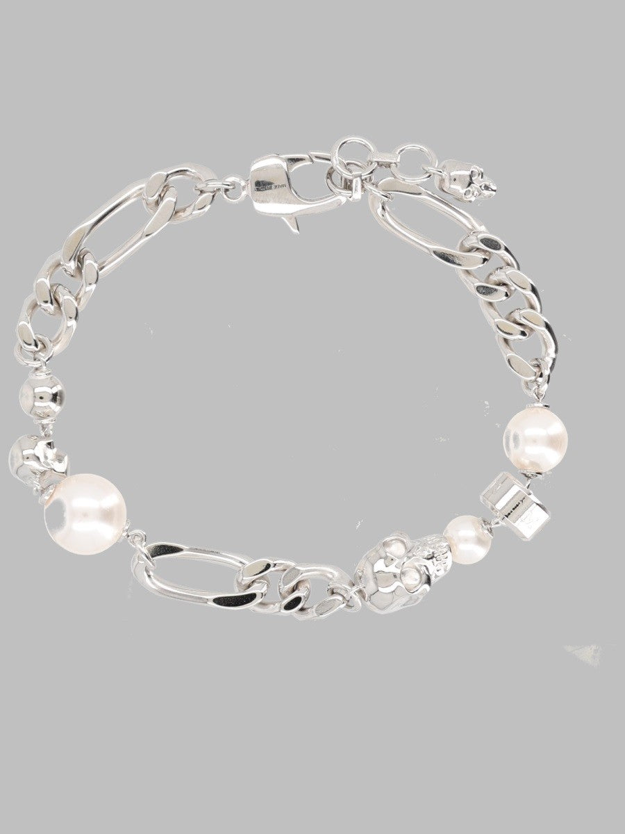 Bracciale a Catena con Perle e Teschi