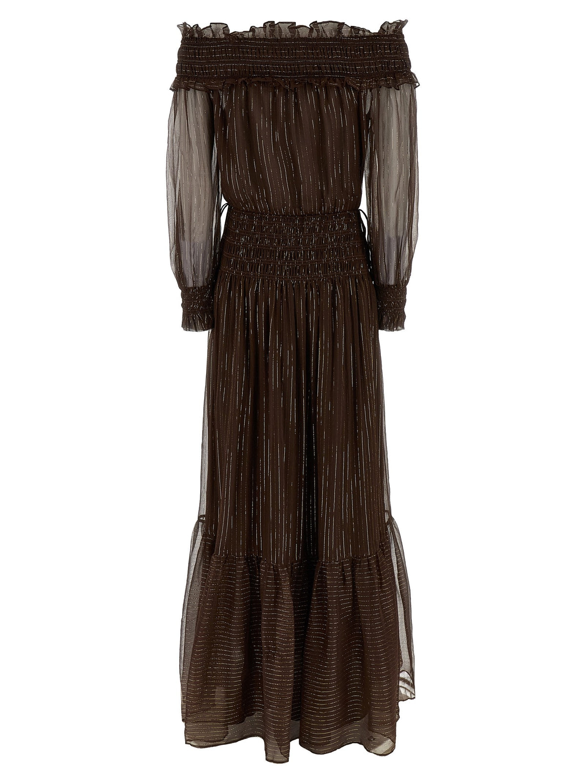 'Brown Georgette Off Shoulder Maxi' dress 2