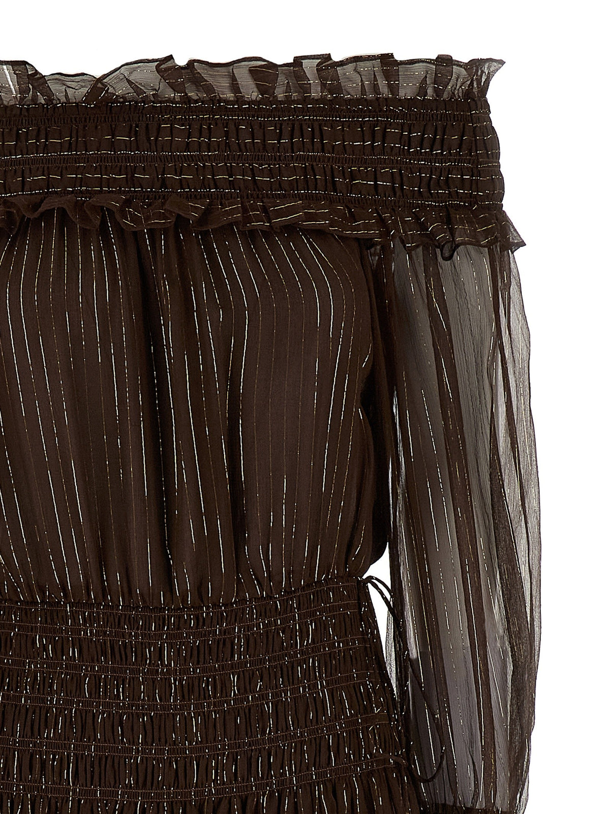 'Brown Georgette Off Shoulder Maxi' dress 3