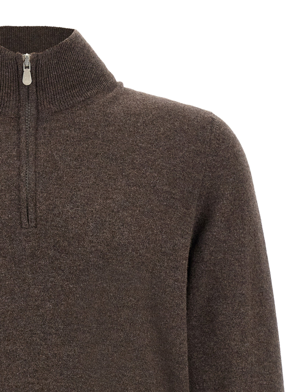 Brown half-zip sweater 3