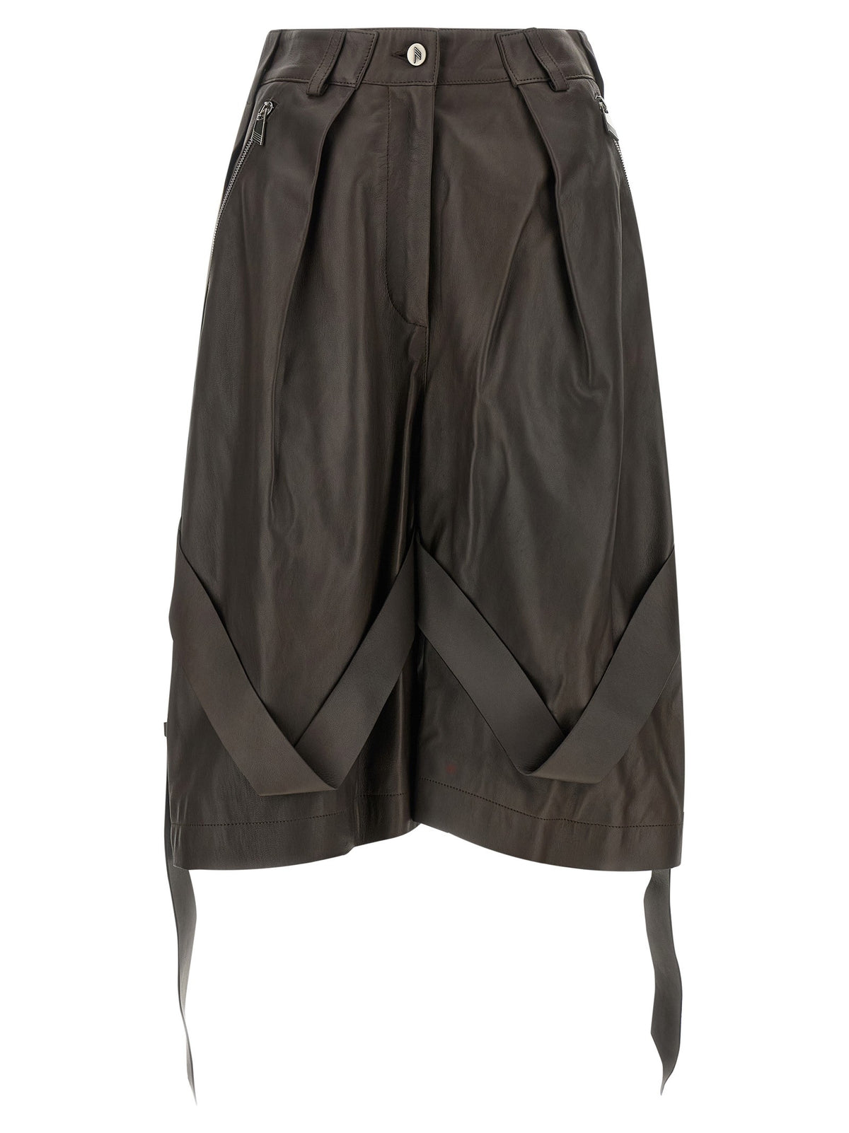 Brown leather bermuda shorts
