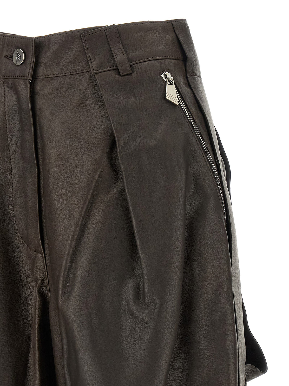Brown leather bermuda shorts 4